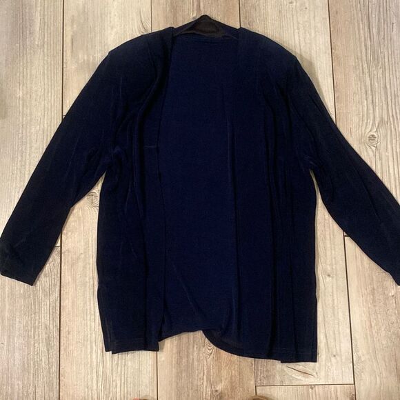 Picadilly Fashions Open Faced Velour Cardigan w Shoulder Pads Size Medium Midnig - Picture 1 of 6